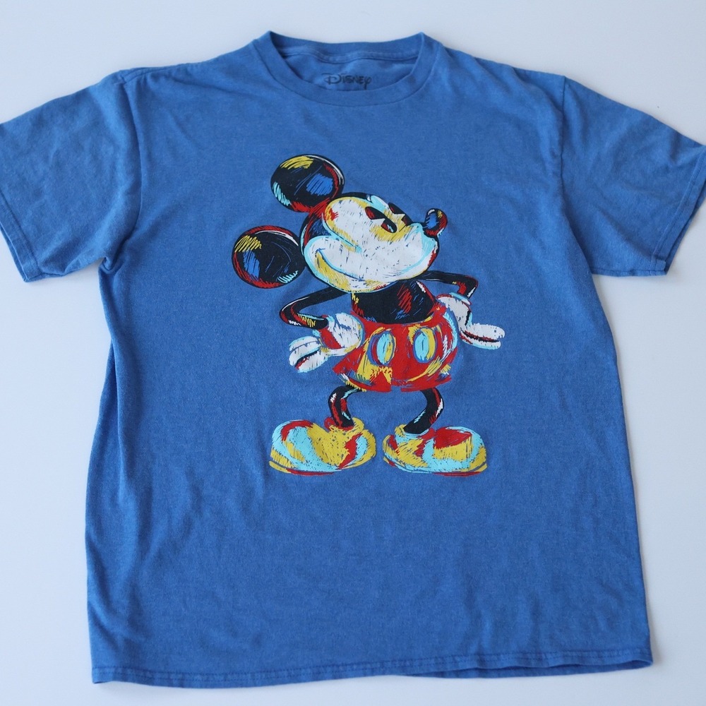 Disney Mickey Mouse Graphic T Shirt Blue Short Sleeve Men's Size Medium